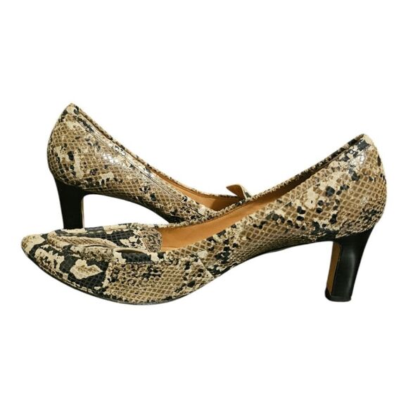 ANN TAYLOR Vienna Snake Print Pumps Multicolor Leather Pointed Toe - Size‎ 9 - Picture 3 of 8
